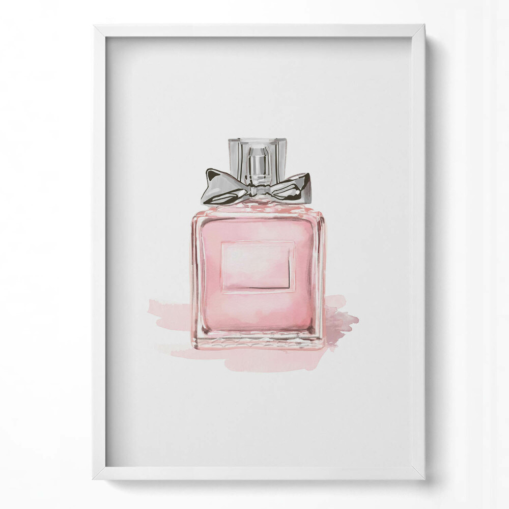 Függőleges kép keretben Rózsaszín parfüm üveg