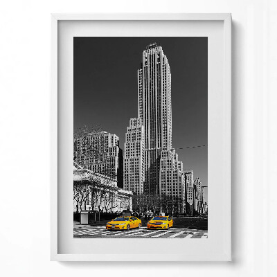 Függőleges kép keretben Sárga taxi a városban