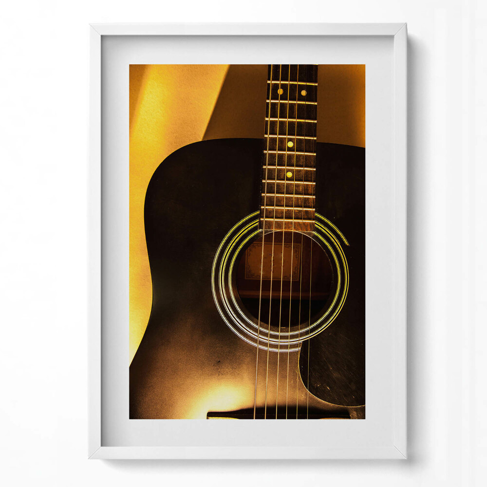 Függőleges kép keretben Fekete gitár részlete