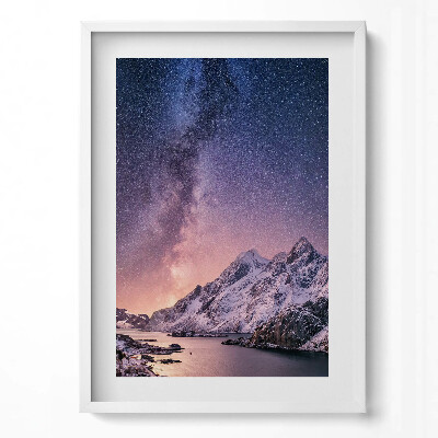 Függőleges kép keretben Hegyek és csillagos égbolt