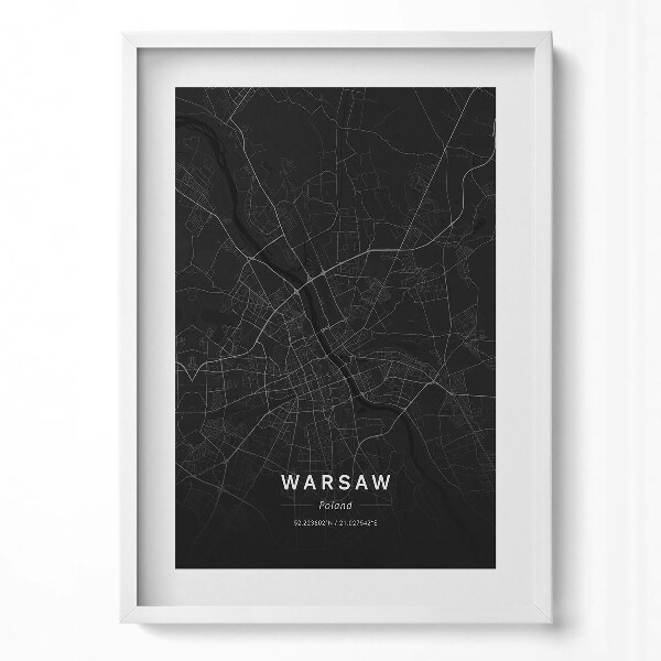 Függőleges kép keretben Városi térkép fekete-fehérben