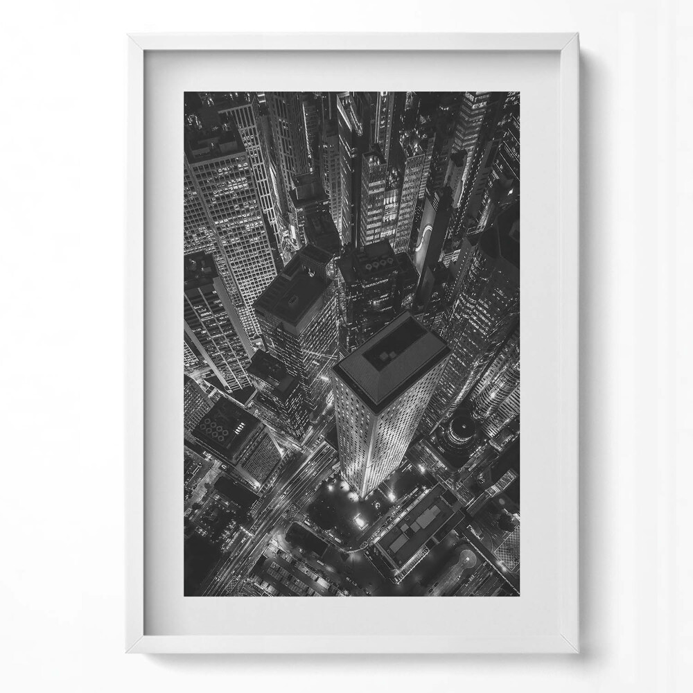 Függőleges kép keretben Fekete-fehér városi táj