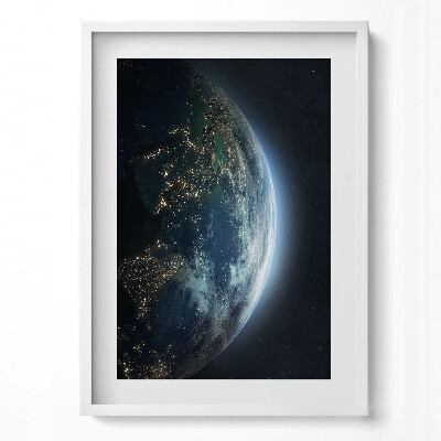 Függőleges kép keretben Föld éjjeli fényekben