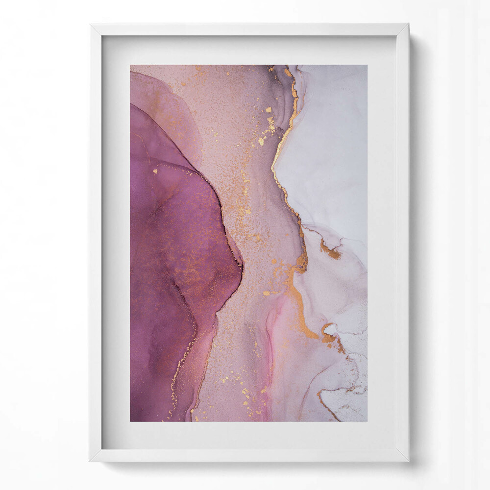 Függőleges kép keretben Absztrakt lila és arany színek