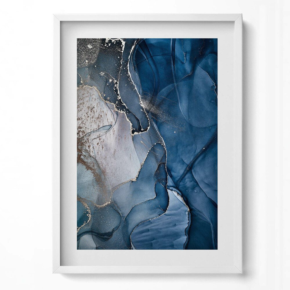 Függőleges kép keretben Absztrakt kék és arany minták