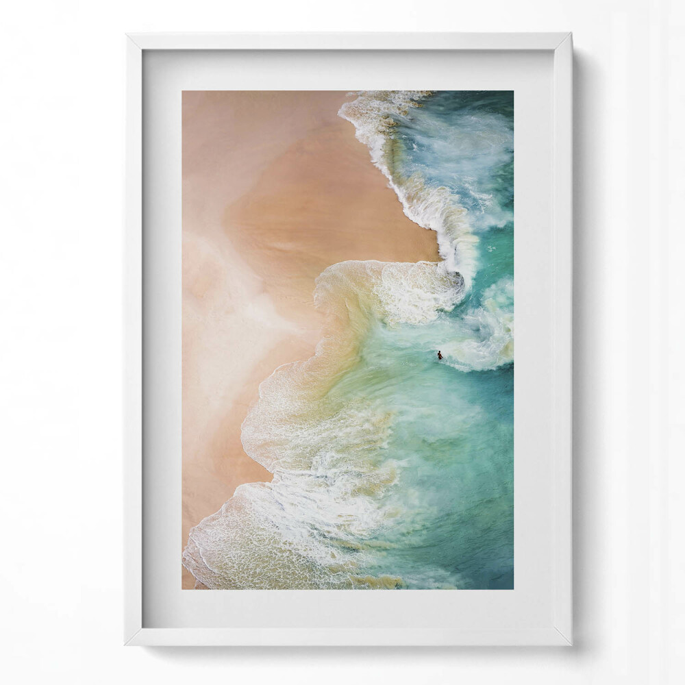 Függőleges kép keretben Tengerparti hullámok és homok