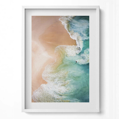 Függőleges kép keretben Tengerparti hullámok és homok