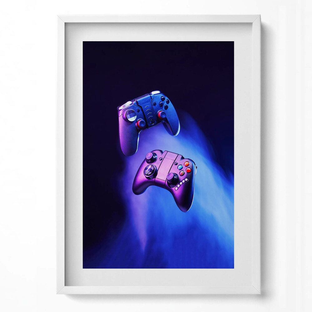 Függőleges kép keretben Játékvezérlők vibráló háttérrel