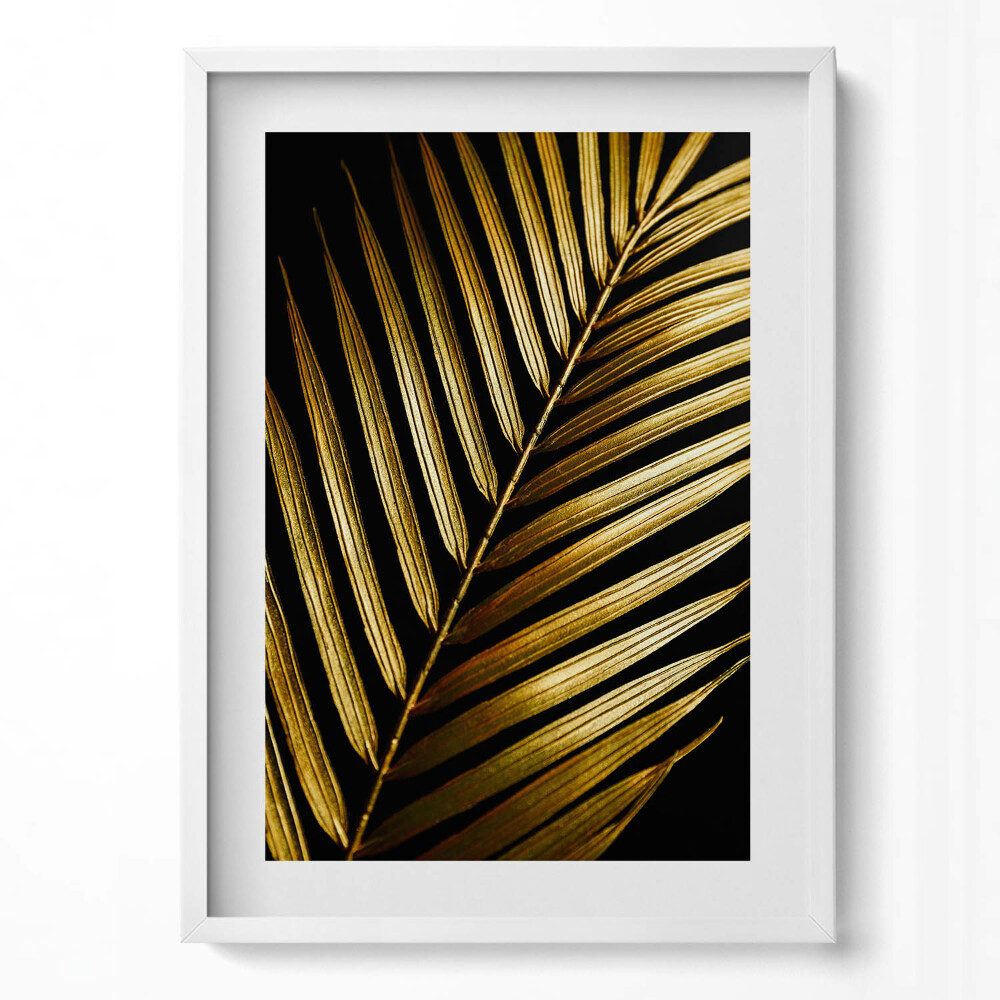 Függőleges kép keretben Arany színű pálmalevél