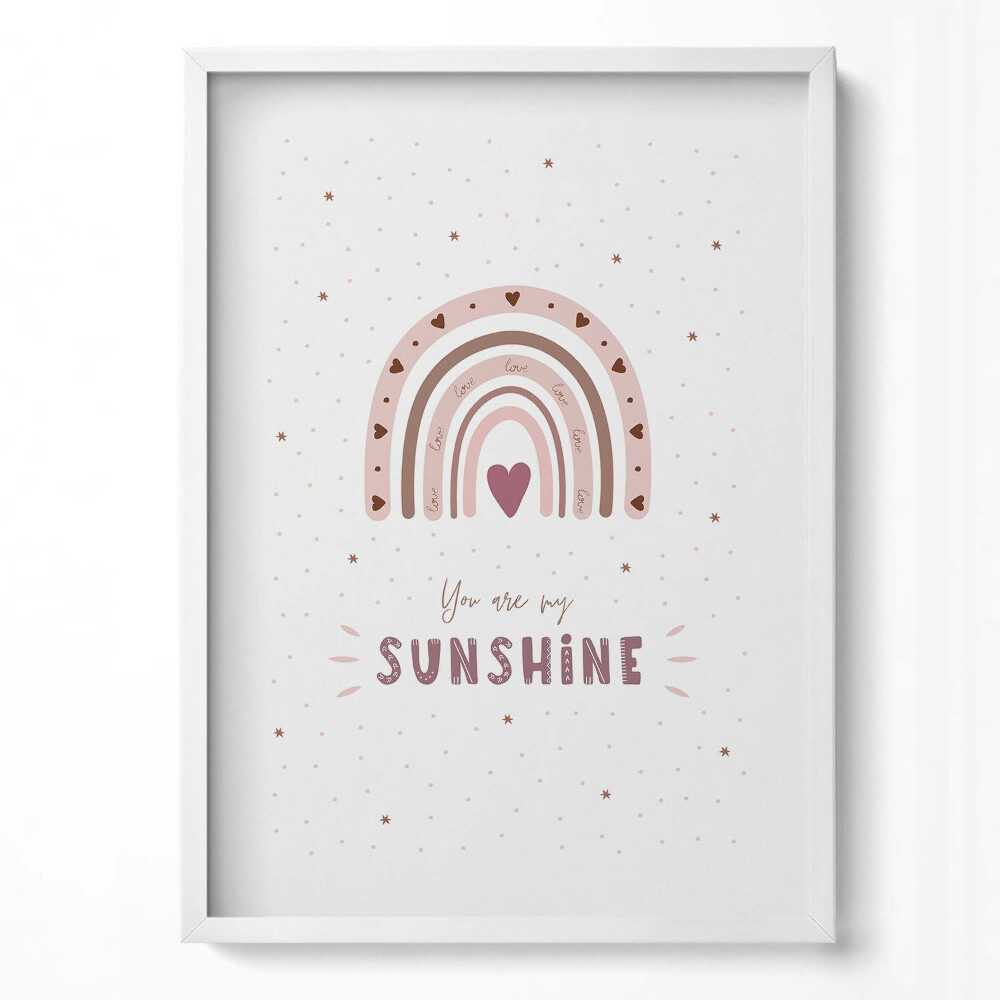 Függőleges kép keretben Szivárvány és szív motívum