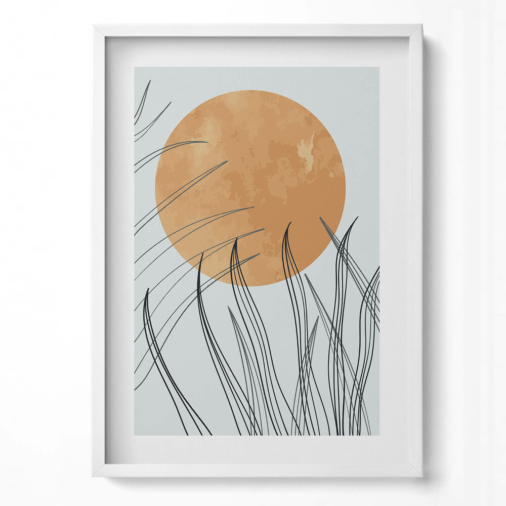 Függőleges kép keretben Napsütés és növények sziluettje