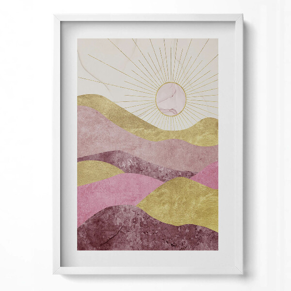 Függőleges kép keretben Absztrakt táj napkoronggal