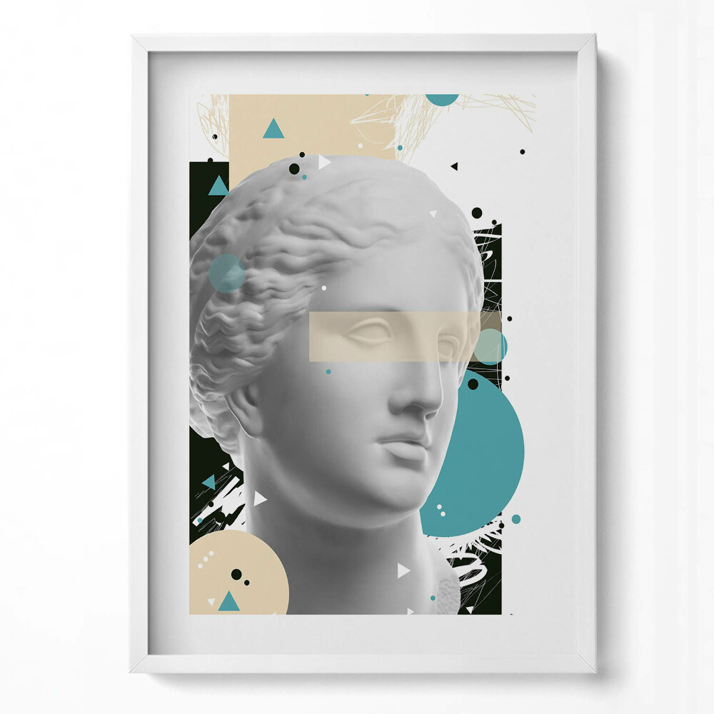 Függőleges kép keretben Klasszikus szobor absztrakt háttérrel