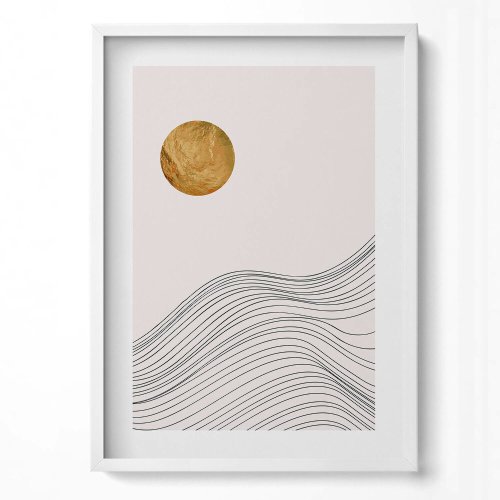 Függőleges kép keretben Absztrakt hullámok és nap