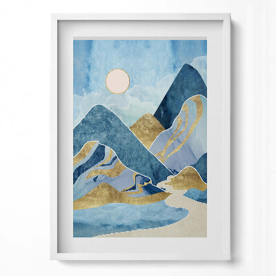 Függőleges kép keretben Absztrakt hegyek és víz