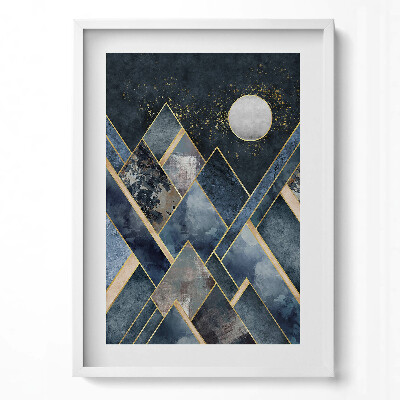 Függőleges kép keretben Absztrakt hegyek és hold