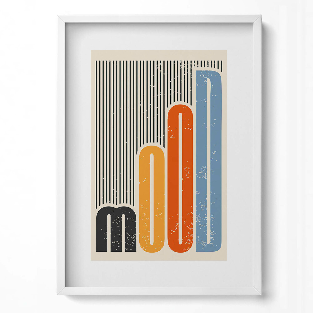 Függőleges kép keretben Absztrakt szöveg és színes vonalak