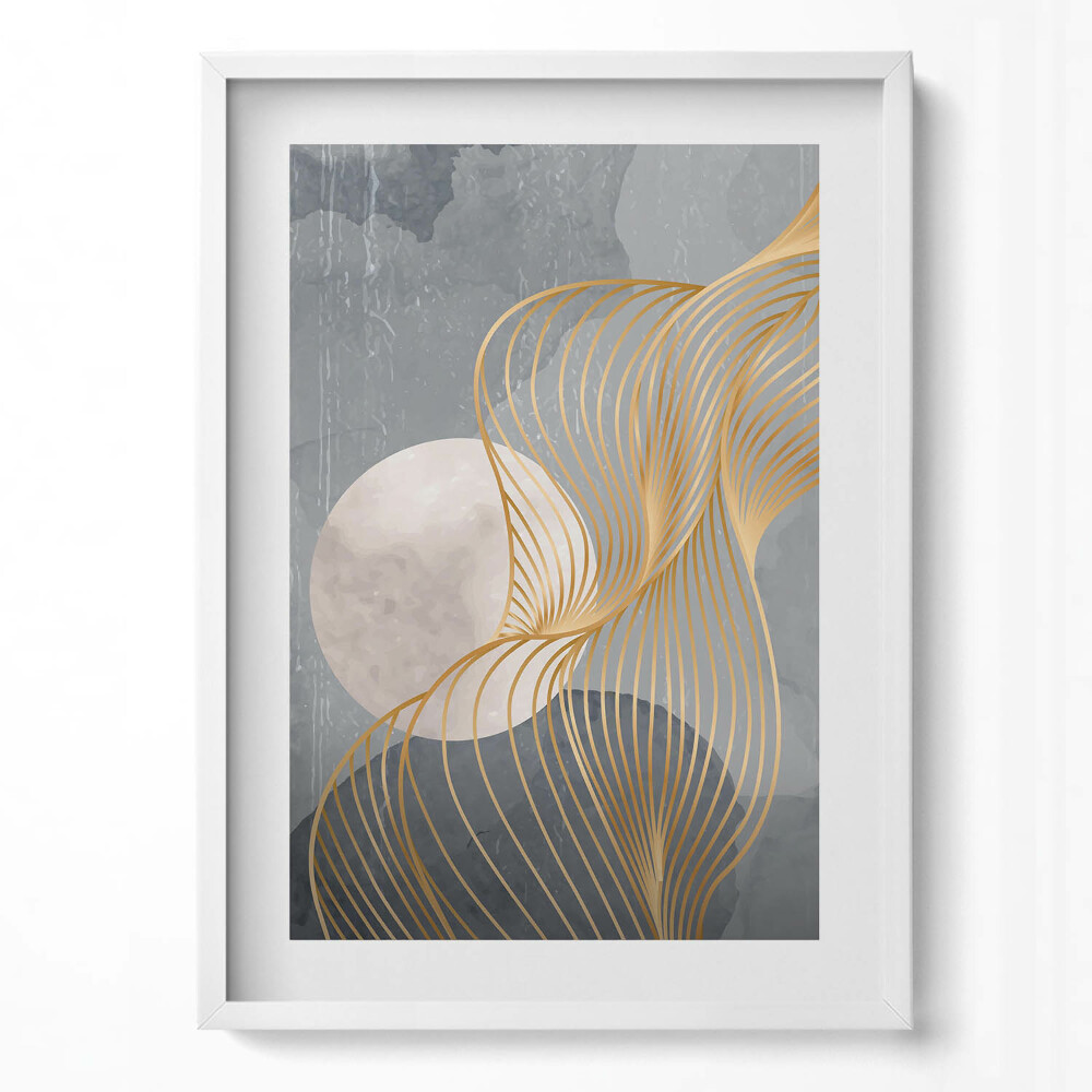 Függőleges kép keretben Absztrakt vonalak és hold