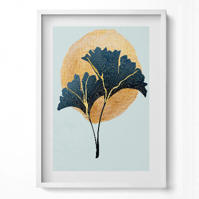 Függőleges kép keretben Zöld levelek sárga háttér