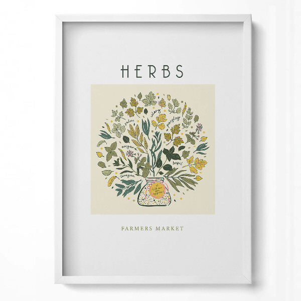 Függőleges kép keretben Fűszernövények és virágok