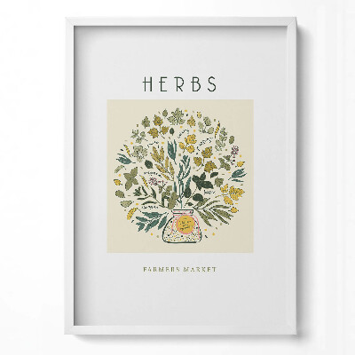 Függőleges kép keretben Fűszernövények és virágok