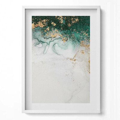 Függőleges kép keretben Absztrakt zöld és arany mintázat