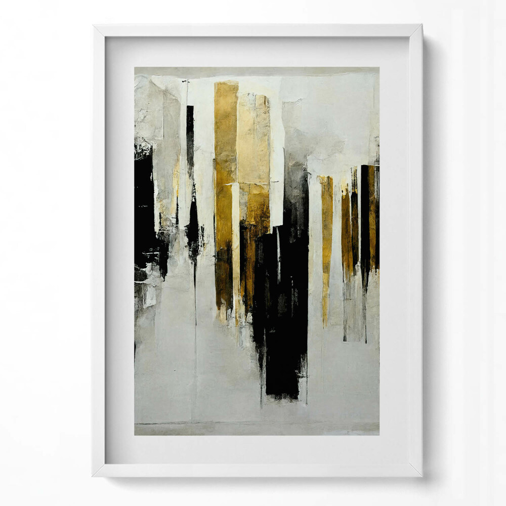 Függőleges kép keretben Absztrakt arany és fekete kompozíció