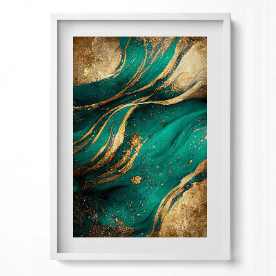 Függőleges kép keretben Absztrakt zöld és arany mintázat