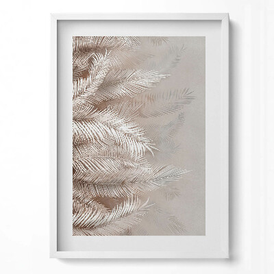 Függőleges kép keretben Fehér pálmalevelek mintázata