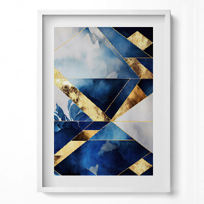 Függőleges kép keretben Absztrakt kék és arany minták