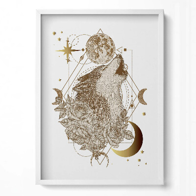 Függőleges kép keretben Farkas rózsák hold csillagok