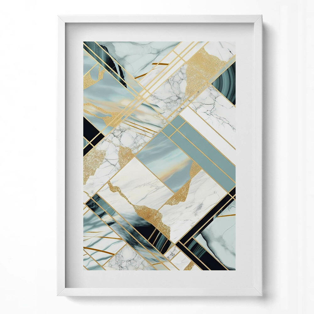 Függőleges kép keretben Absztrakt geometriai mintázat arany részletekkel