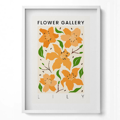 Függőleges kép keretben Narancssárga liliomok és levelek