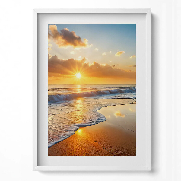 Függőleges kép keretben Naplemente a tengerparton