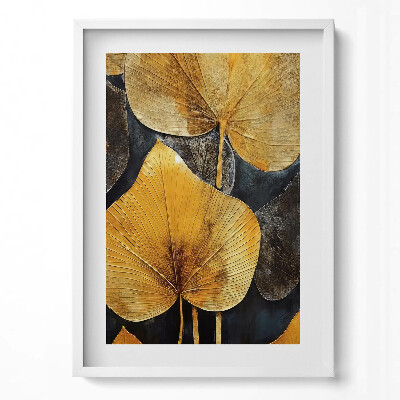 Függőleges kép keretben Arany és fekete levelek