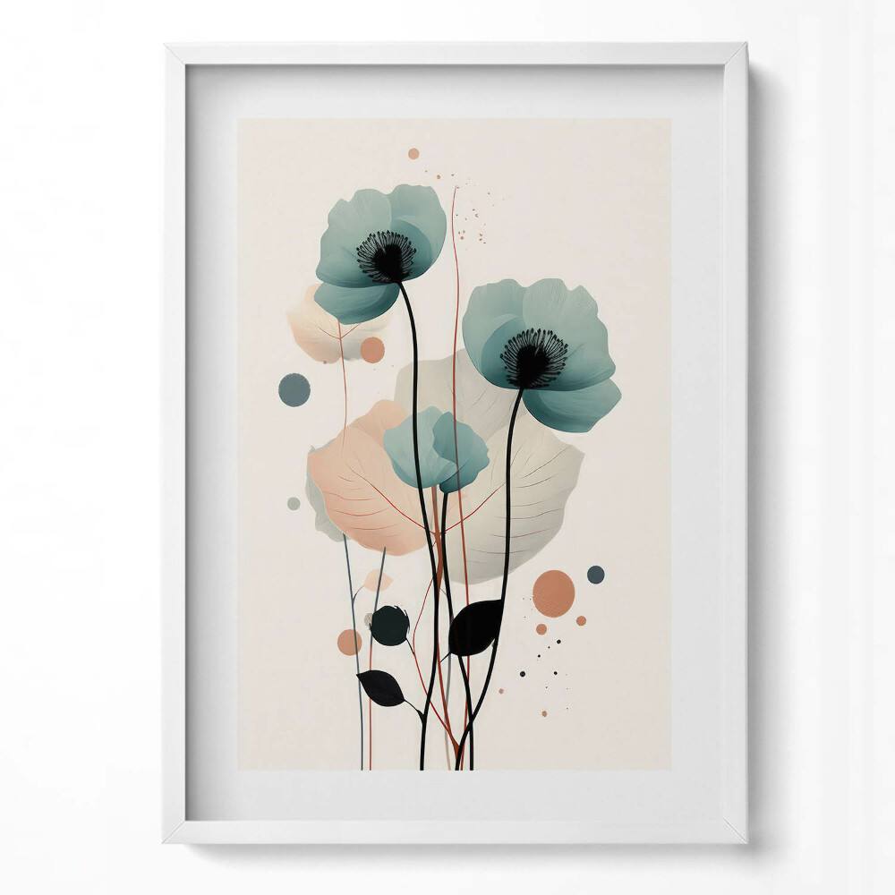 Függőleges kép keretben Absztrakt virágmotívum pasztell színekben