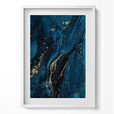 Függőleges kép keretben Absztrakt kék és arany mintázat