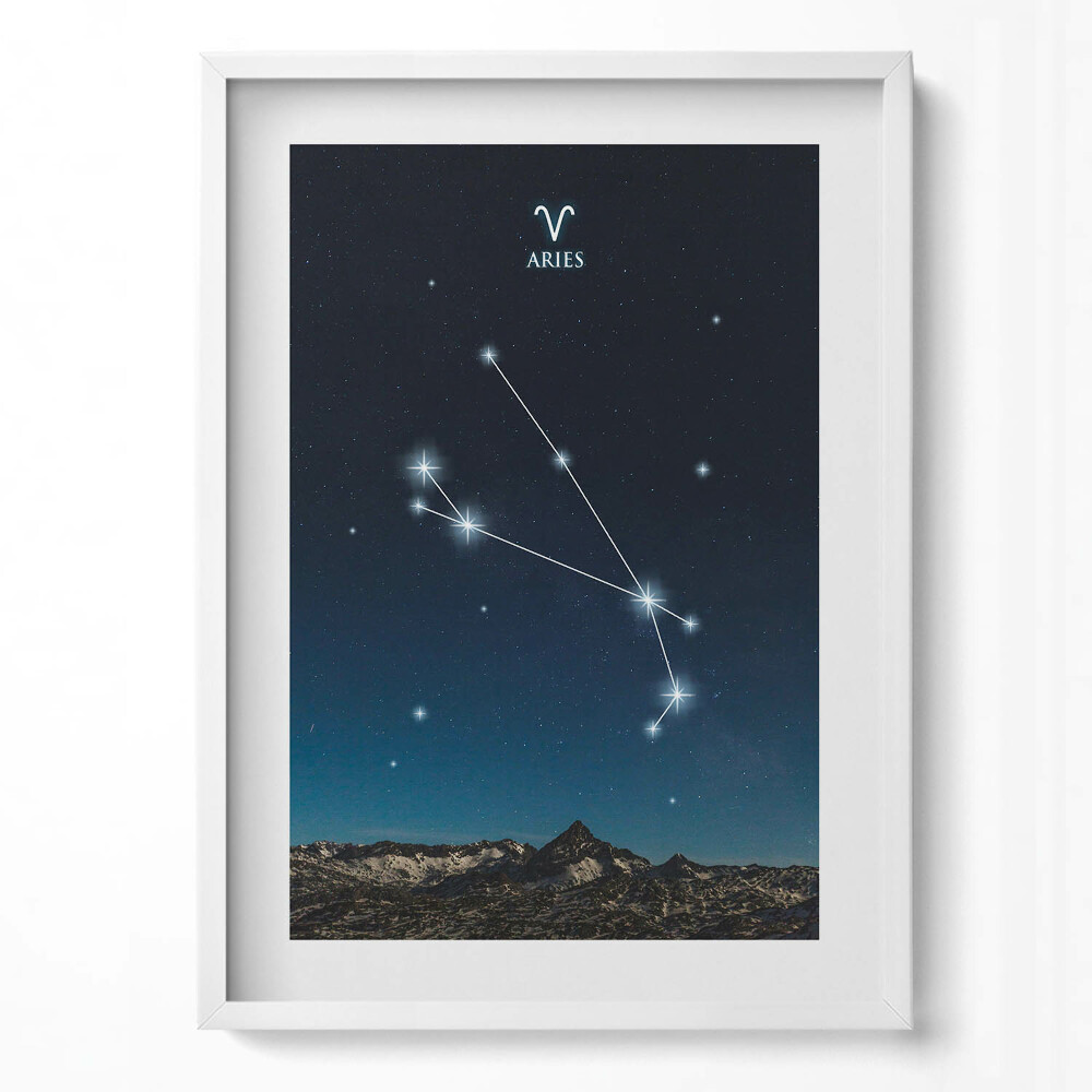 Függőleges kép keretben Kos csillagkép az éjszakai égbolton