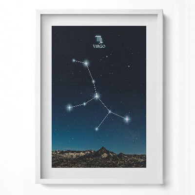 Függőleges kép keretben Szűz csillagkép a csillagos égen