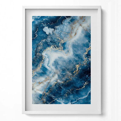 Függőleges kép keretben Absztrakt kék és arany mintázat