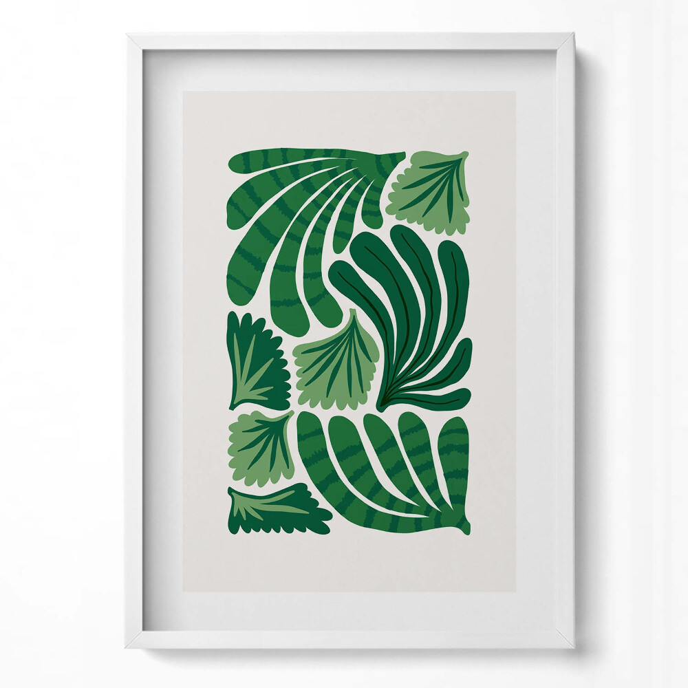 Függőleges kép keretben Zöld levelek absztrakt mintázata