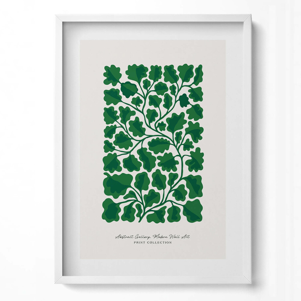 Függőleges kép keretben Zöld levelek mintázata