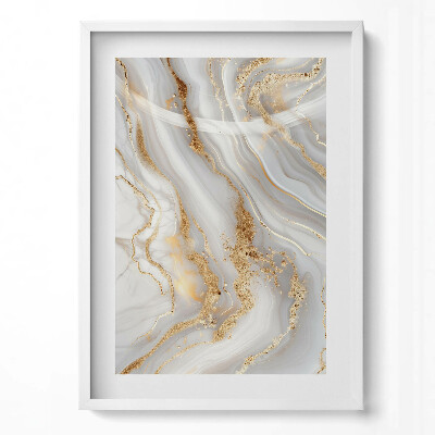 Függőleges kép keretben Absztrakt márványos mintázat aranysávokkal