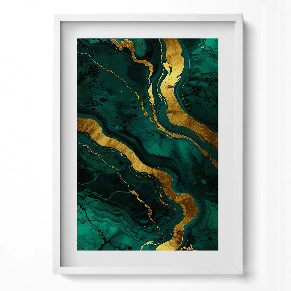 Függőleges kép keretben Zöld és arany absztrakt mintázat