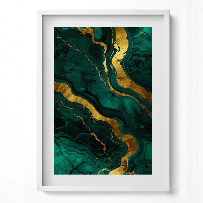 Függőleges kép keretben Zöld és arany absztrakt mintázat