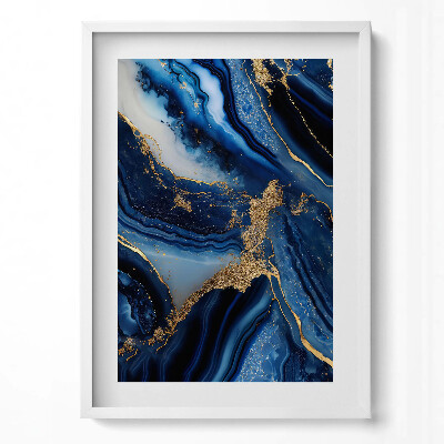 Függőleges kép keretben Absztrakt kék és arany minták