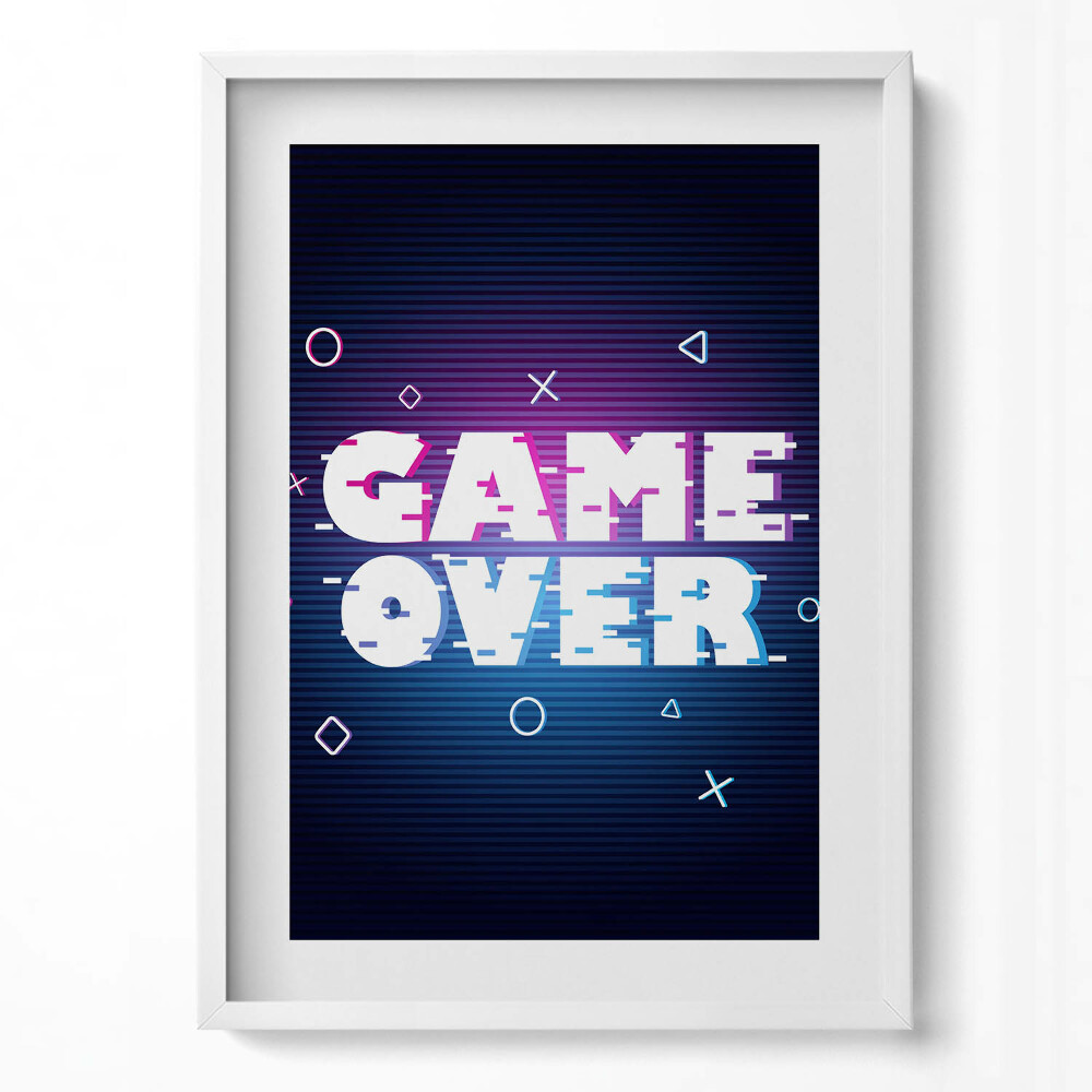Függőleges kép keretben Játék vége felirat retro stílus