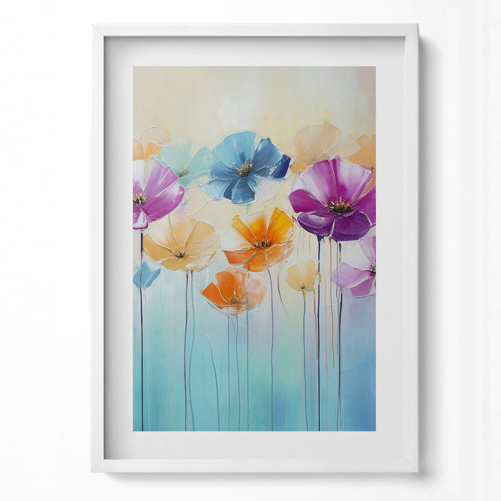 Függőleges kép keretben Színes virágok absztrakt kompozíciója