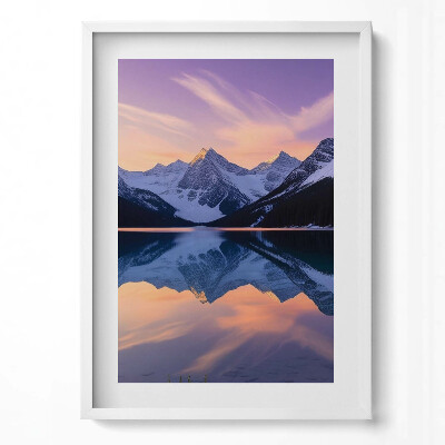 Függőleges kép keretben Hegyek és tó tükröződése