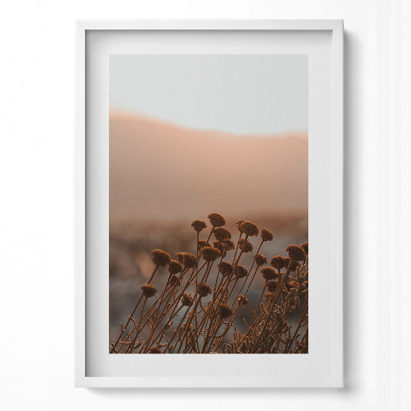 Függőleges kép keretben Száradó virágok a háttérben